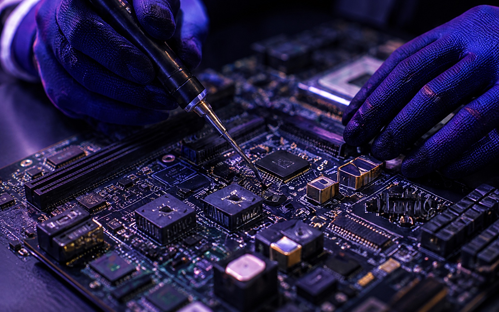 Technicien ORDISIM intervenant sur une carte mère