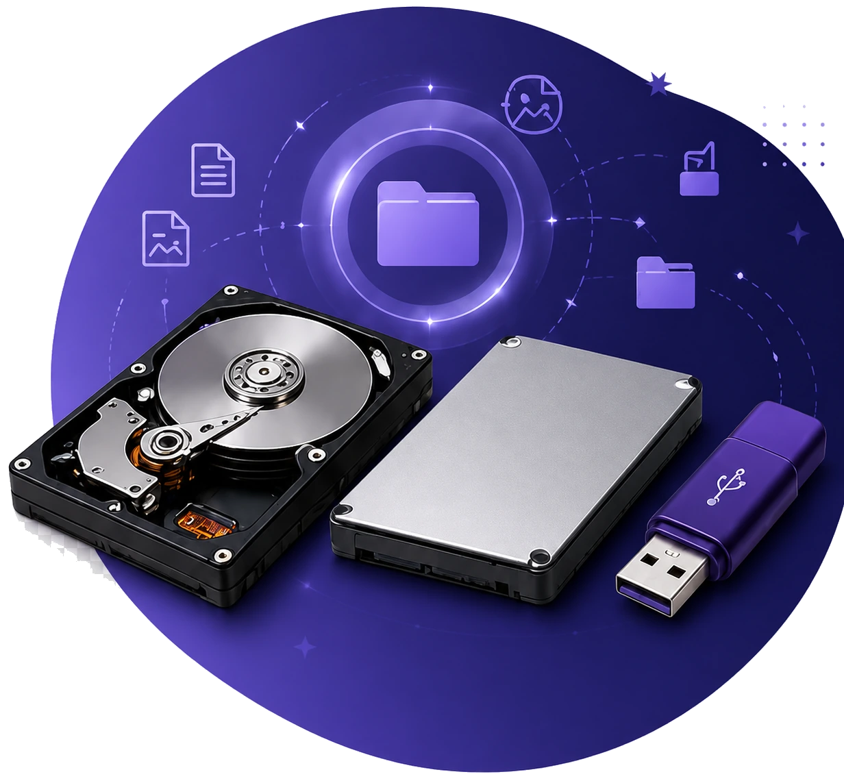 Disque dur, SSD, clé USB et fichiers pour une récupération de données à Chambéry